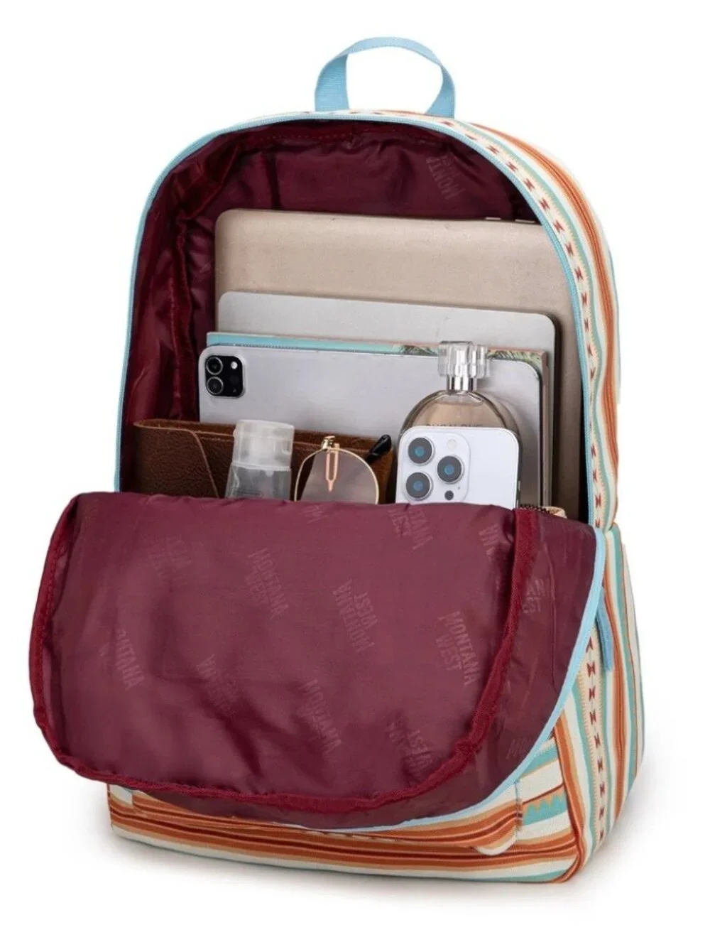 Montana West Serape Aztec Print Backpack -2Pcs Set - Blue